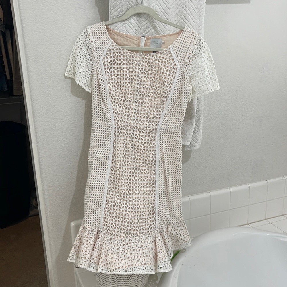 White lace peplum dress